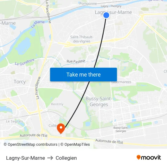Lagny-Sur-Marne to Collegien map