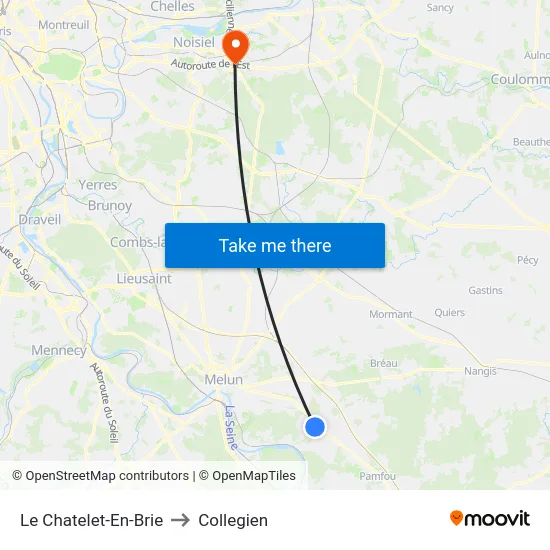 Le Chatelet-En-Brie to Collegien map