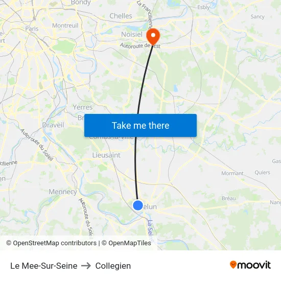 Le Mee-Sur-Seine to Collegien map