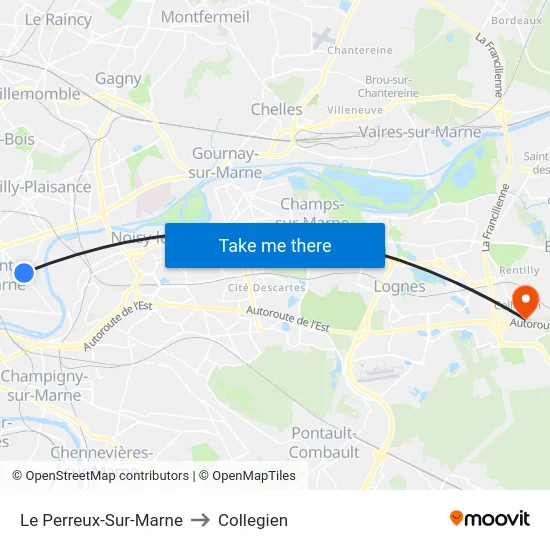 Le Perreux-Sur-Marne to Collegien map