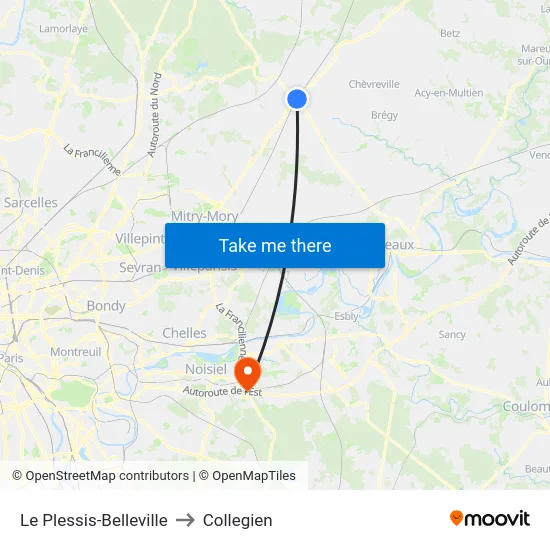 Le Plessis-Belleville to Collegien map