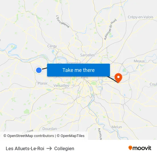 Les Alluets-Le-Roi to Collegien map