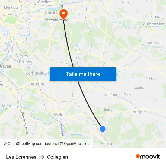 Les Ecrennes to Collegien map