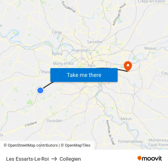 Les Essarts-Le-Roi to Collegien map