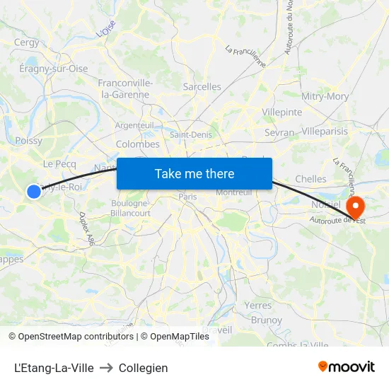 L'Etang-La-Ville to Collegien map