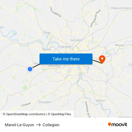 Mareil-Le-Guyon to Collegien map