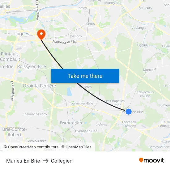 Marles-En-Brie to Collegien map