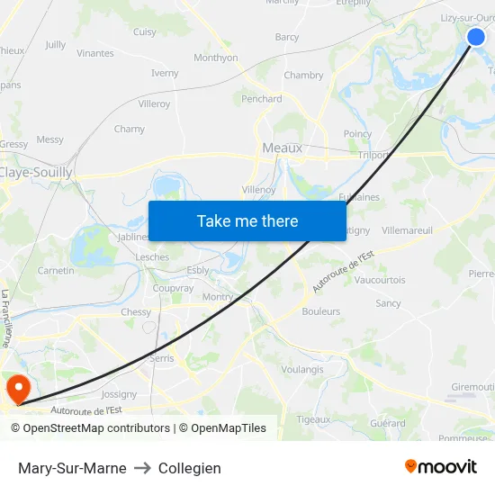 Mary-Sur-Marne to Collegien map