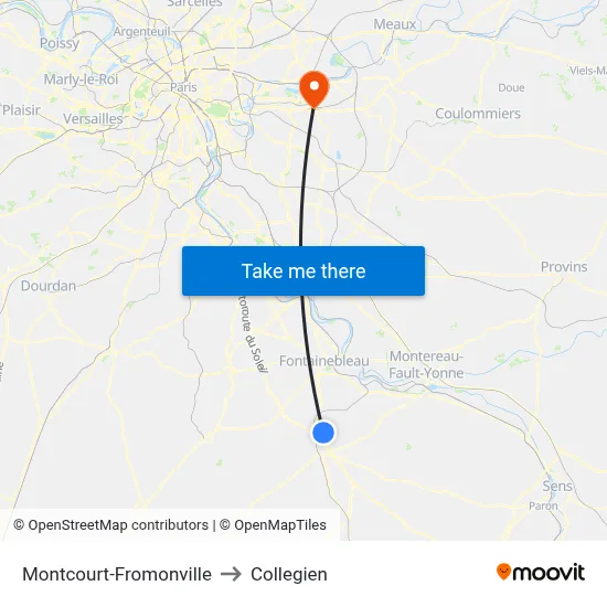 Montcourt-Fromonville to Collegien map