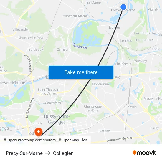 Precy-Sur-Marne to Collegien map