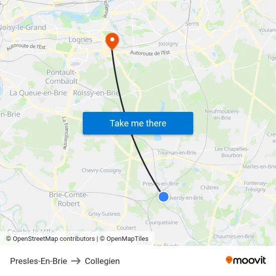 Presles-En-Brie to Collegien map