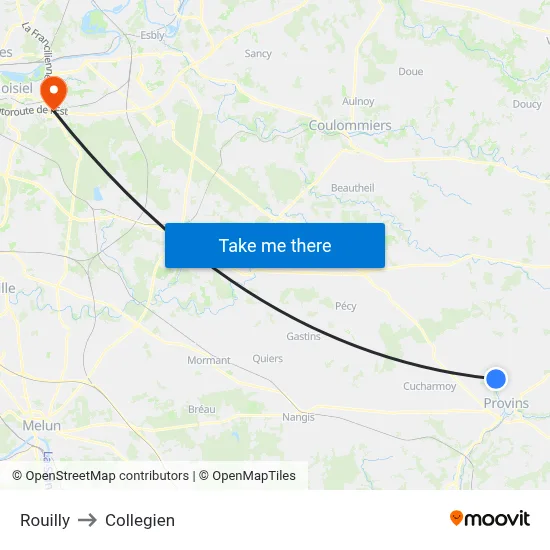 Rouilly to Collegien map