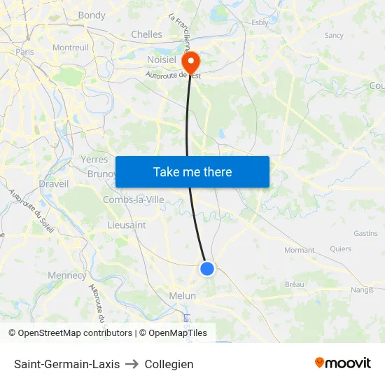 Saint-Germain-Laxis to Collegien map