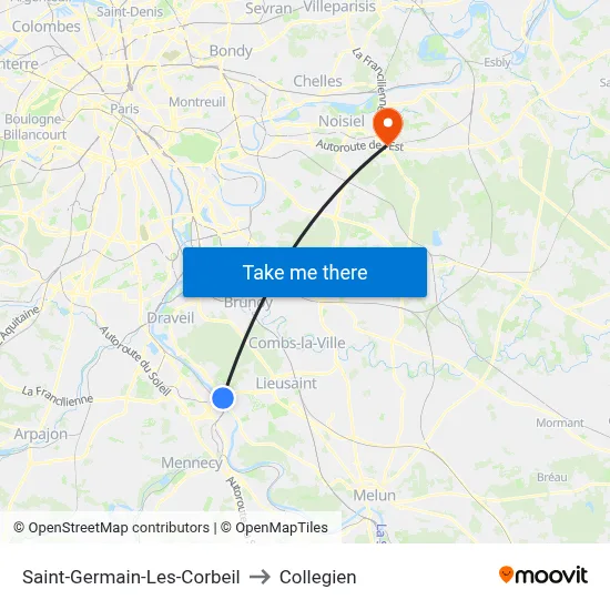 Saint-Germain-Les-Corbeil to Collegien map