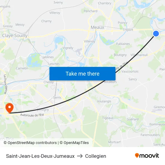 Saint-Jean-Les-Deux-Jumeaux to Collegien map
