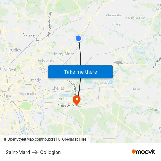 Saint-Mard to Collegien map