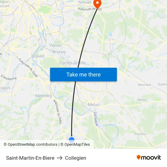 Saint-Martin-En-Biere to Collegien map