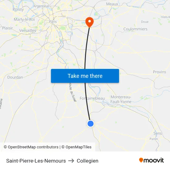 Saint-Pierre-Les-Nemours to Collegien map