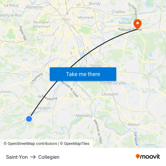 Saint-Yon to Collegien map