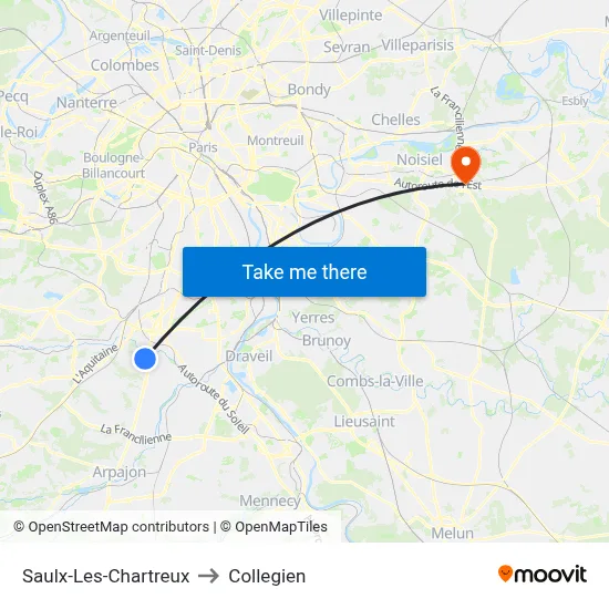 Saulx-Les-Chartreux to Collegien map