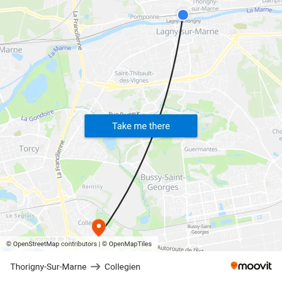 Thorigny-Sur-Marne to Collegien map
