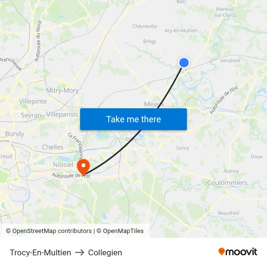 Trocy-En-Multien to Collegien map