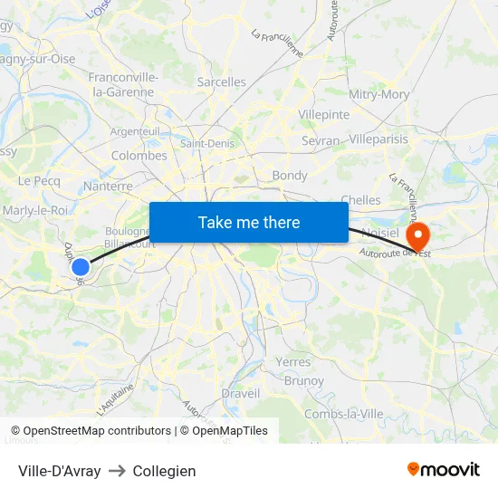 Ville-D'Avray to Collegien map