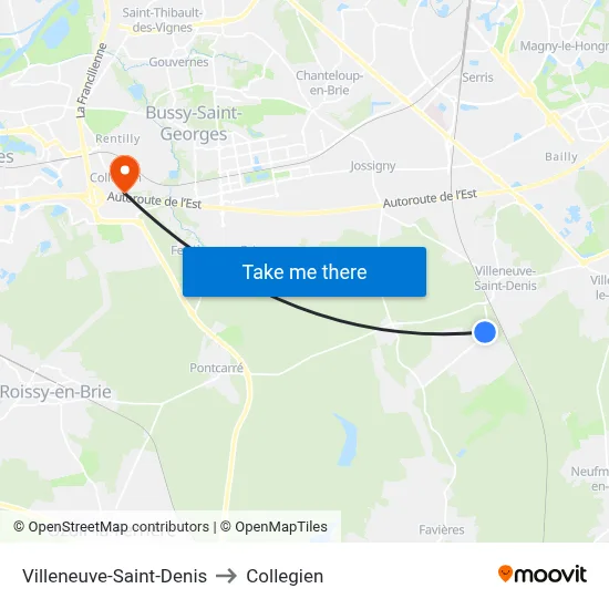 Villeneuve-Saint-Denis to Collegien map