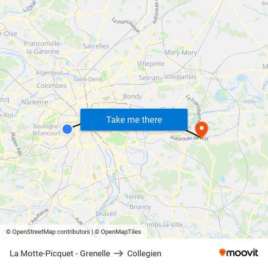 La Motte-Picquet - Grenelle to Collegien map