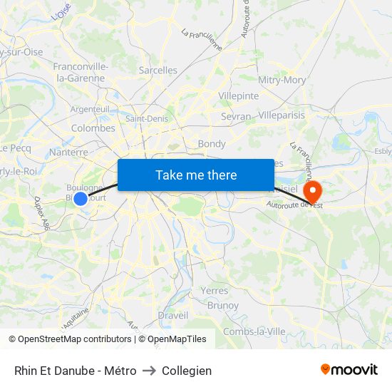 Rhin Et Danube - Métro to Collegien map
