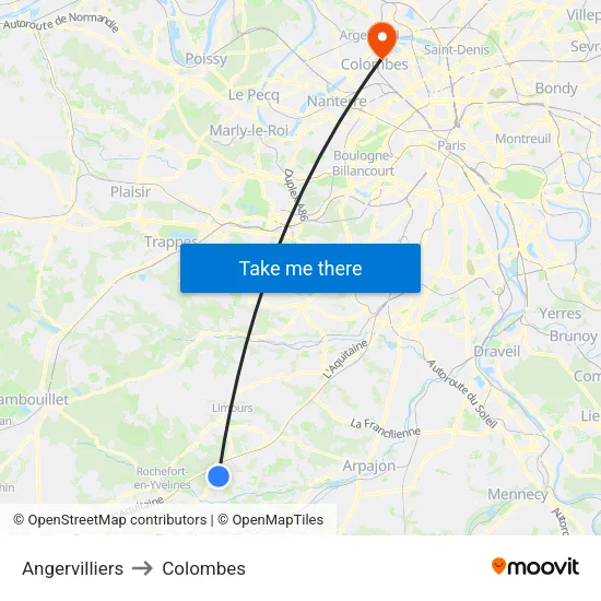Angervilliers to Colombes map