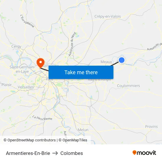 Armentieres-En-Brie to Colombes map