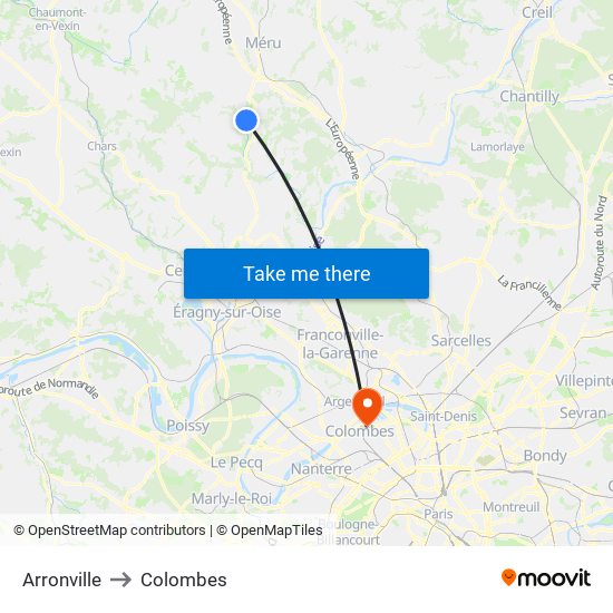 Arronville to Colombes map