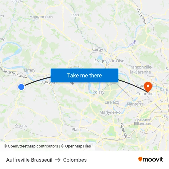 Auffreville-Brasseuil to Colombes map