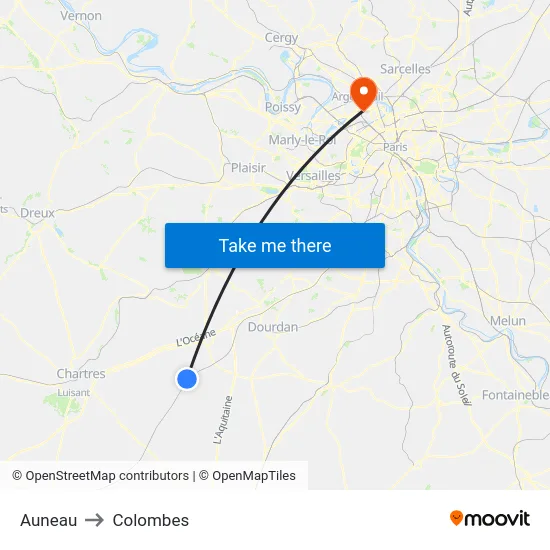 Auneau to Colombes map