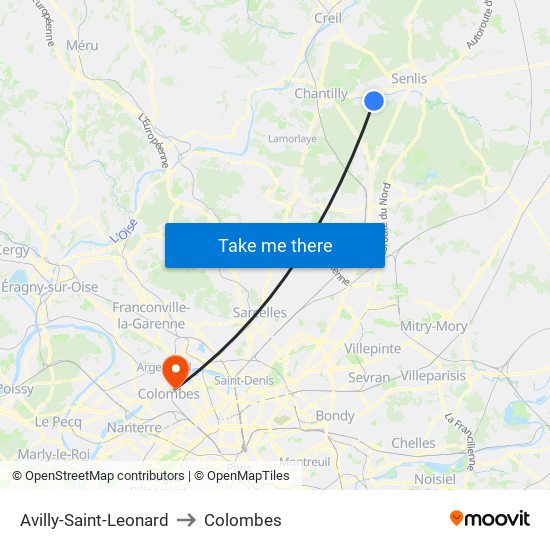 Avilly-Saint-Leonard to Colombes map