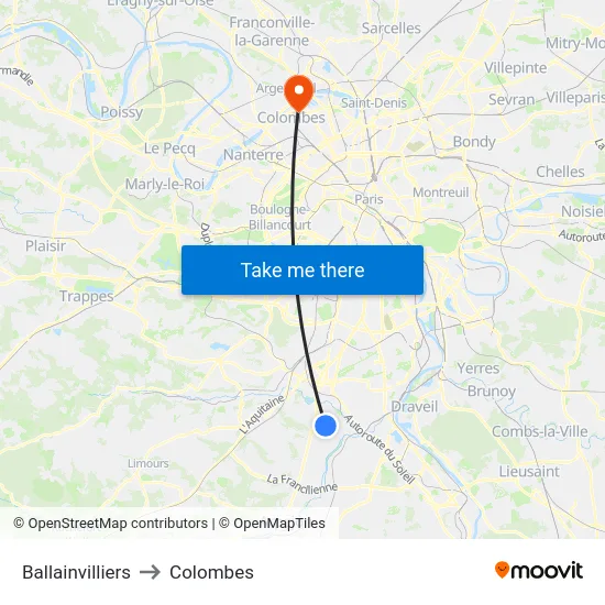 Ballainvilliers to Colombes map