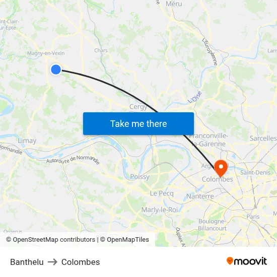 Banthelu to Colombes map