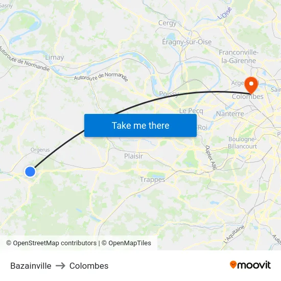 Bazainville to Colombes map