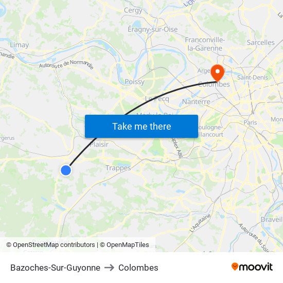 Bazoches-Sur-Guyonne to Colombes map