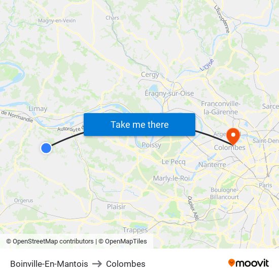Boinville-En-Mantois to Colombes map