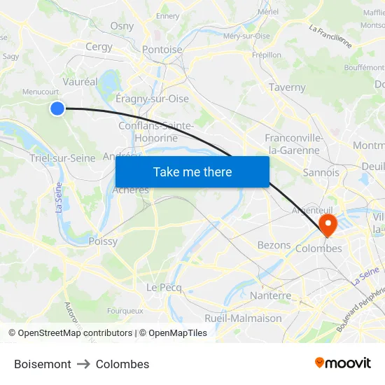 Boisemont to Colombes map