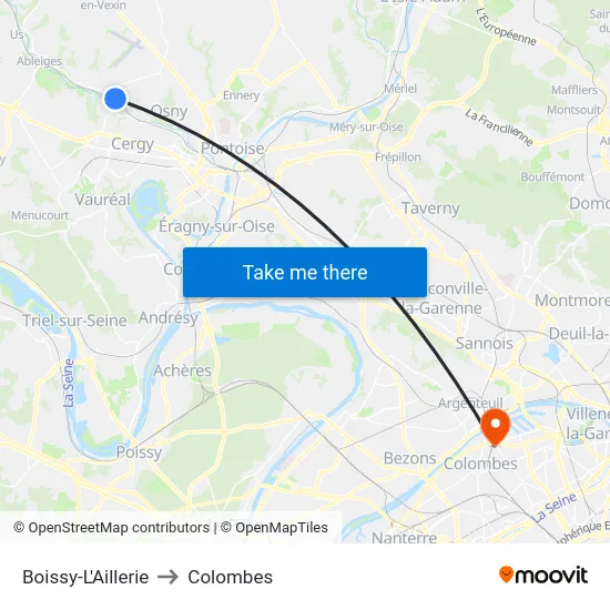 Boissy-L'Aillerie to Colombes map
