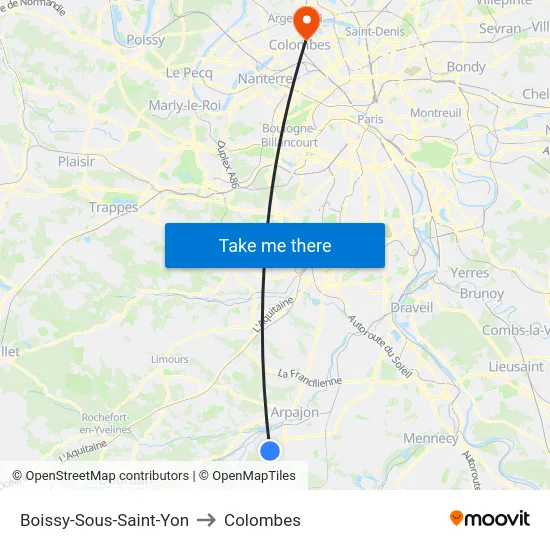 Boissy-Sous-Saint-Yon to Colombes map