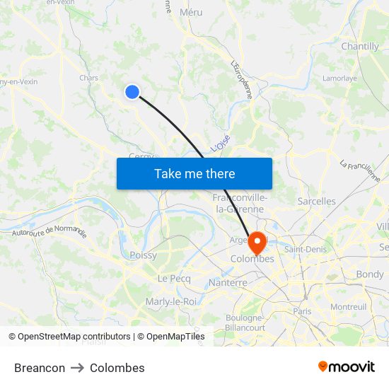 Breancon to Colombes map