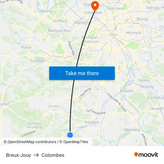 Breux-Jouy to Colombes map