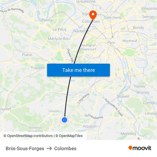 Briis-Sous-Forges to Colombes map