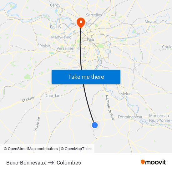 Buno-Bonnevaux to Colombes map