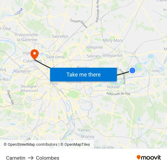 Carnetin to Colombes map