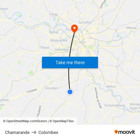 Chamarande to Colombes map